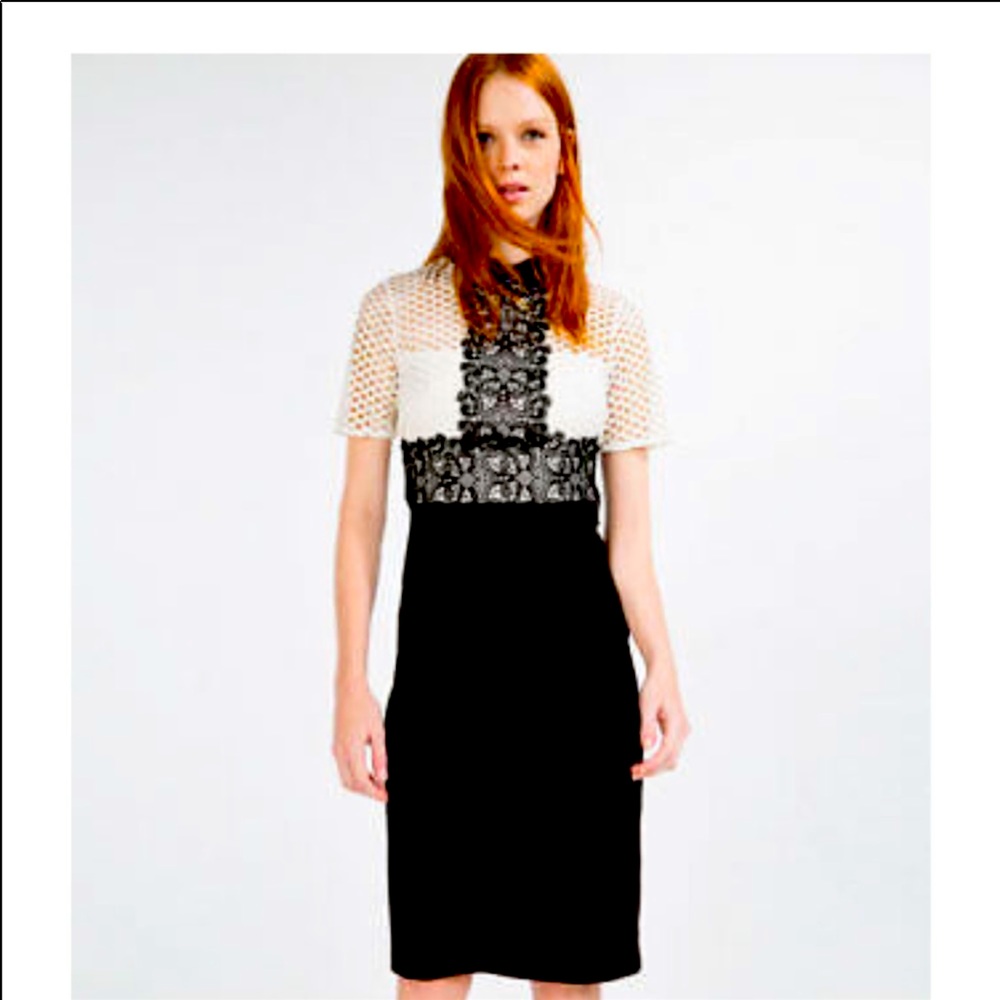 Zara Black & White Lace Detail Sheath